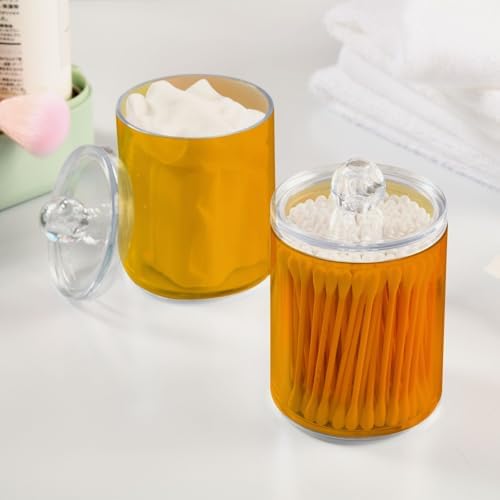 Gredecor 4 Pack Gradient Orange Qtip Holder Organizer Dispenser Clear Bathroom Storage Canister Cotton Ball Holder Bathroom Containers for Cotton Swabs/Pads/Floss