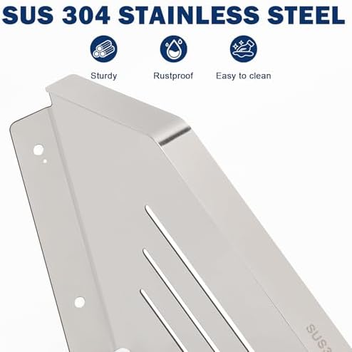 NearMoon Bathroom Shower Caddy 2 Pack, 304 Stainless Steel Shower Organizer, Screw Mounted (Diamond Corner Shelf, Chrome Finish)