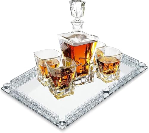 Large Crystal Tray, 15.7"x11.8" Silver Rectangular Perfume Tray