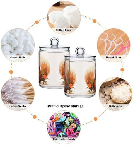 MNSRUU 2 Pack Qtip Holder Organizer Dispenser Cute Squirrel Pink Bathroom Storage Canister Cotton Ball Holder Bathroom Containers for Cotton Swabs/Pads/Floss