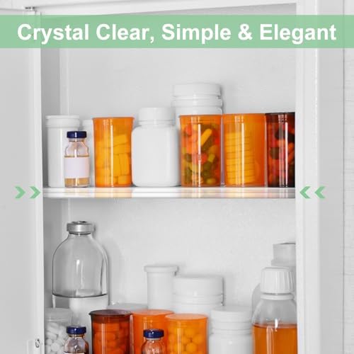 DERTE 4 Pack 13 Inch Acrylic Clear Medicine Cabinet Shelves 1/4 Inch Thick