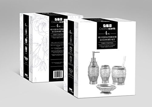 Creative Scents Dublin Silver 4 Piece Bathroom Accessory Set