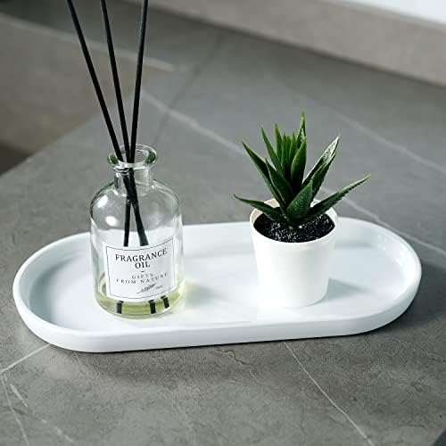 SheeChung Acrylic Vanity Tray, Bathroom Makeup Organizer Countertop, White