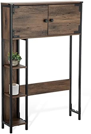 Landia Home Over The Toilet Bathroom Organizer for Storage, Industrial Themed with a Steel Frame and Different Tiers of Shelves for Organization