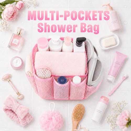 Mesh Shower Caddy Portable - 9 Pockets for College Dorm Room Essential