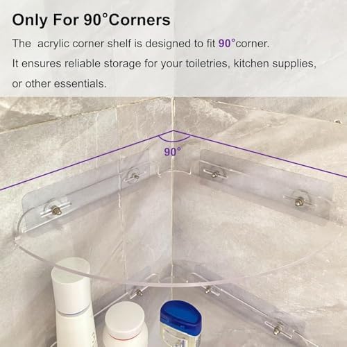 Acrylic Corner Shower Shelves, Adhesive Bathroom Shower Caddy, Wall Mounted Bathroom Organizer for Home Decor,Clear Shower Shelf,No Drilling