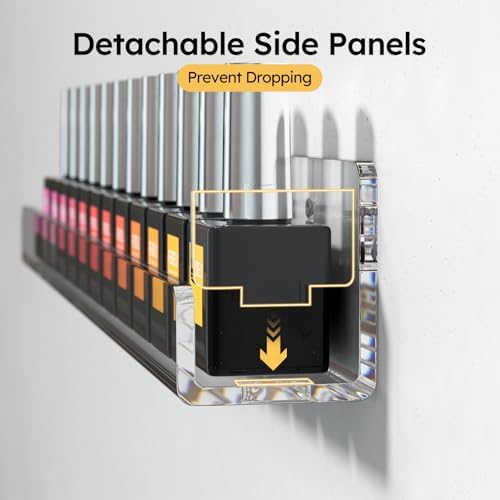 FEMELI Acrylic Nail Polish Wall Rack, 12 Pack 15 Inch Organizer Shelves