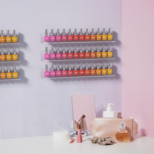 FEMELI Acrylic Nail Polish Wall Rack, 12 Pack 15 Inch Organizer Shelves