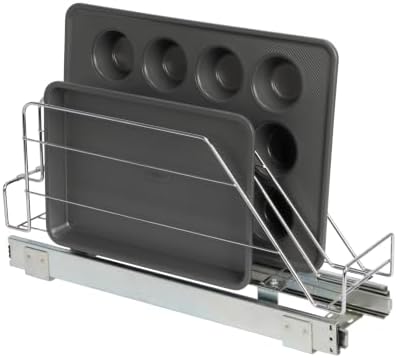 Household Essentials Glidez Multipurpose Chrome-Plated Steel Pull-Out/Slide-Out Storage Organizer for Cookware and Bakeware - Fits Standard Size Cabinet or Shelf, Chrome