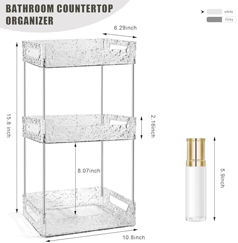 3-Tier Bathroom Counter Organizer Countertop Storage-Clear