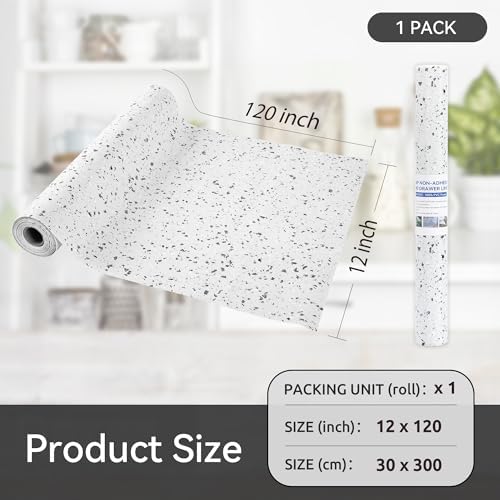 FIFTY FEET 12"x120" Non-Adhesive Shelf Liner for Kitchen Cabinets and Drawers, Washable Non-Slip PVC Cabinet Liner (Rock)(1 Roll)