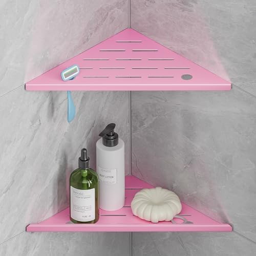 Corner Shower Shelves with Razor Hole, 10" Modern Sturdy Shower Shelves