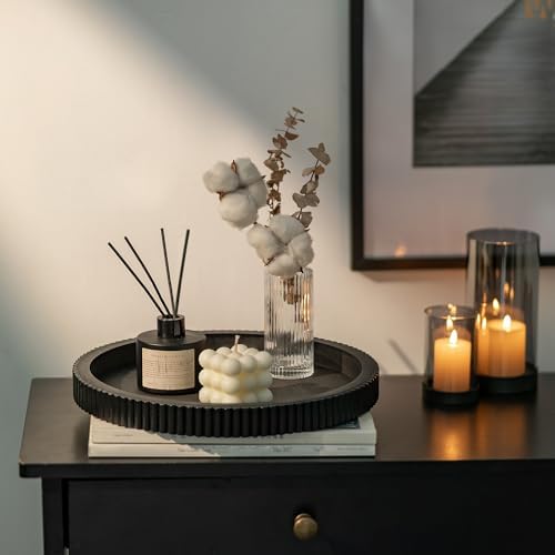 Hanobe Black Decorative Coffee Table Tray, Scalloped Edge