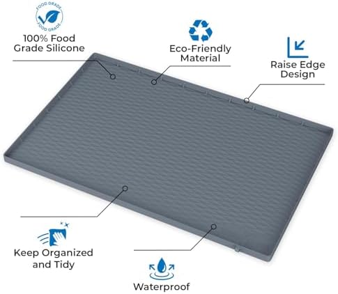 Heavy Duty Under Sink Mat for Kitchen Waterproof 34" x 22" | Extra Thick 1000g Silicone Under Sink Tray with Raised Edges for Kitchen & Bathroom Cabinet Organizer and Sink Drip Tray