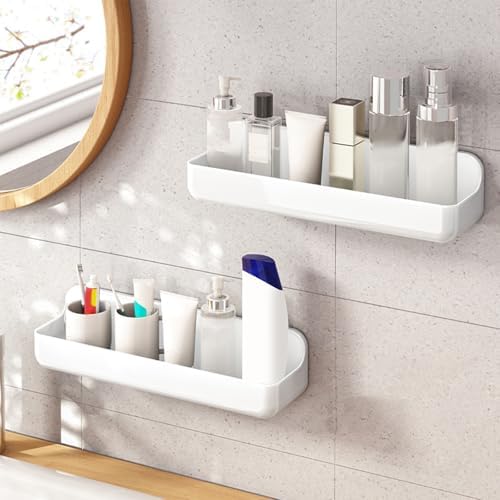 Diesisa Acrylic Wall Mount Organizer, Adhesive Shelves,2Pc Bathroom Shelves