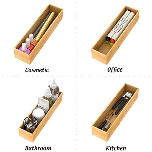 Bamboo Kitchen Drawer Organizer 12"x 3", Storage Box for Utensil Organizer