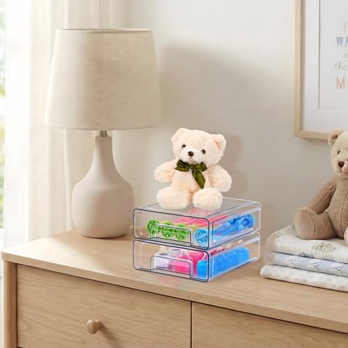 Sorbus Clear Stackable Storage Drawers with Handles (Medium, 2 Pack)