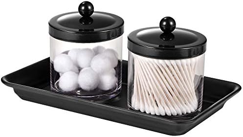 SheeChung Metal Vanity Tray, Bathroom Counter Storage Tray, Black 2 Pack