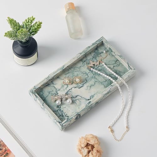 Natural Small Marble Vanity Tray, Stone Organizer for Bathroom & Kitchen