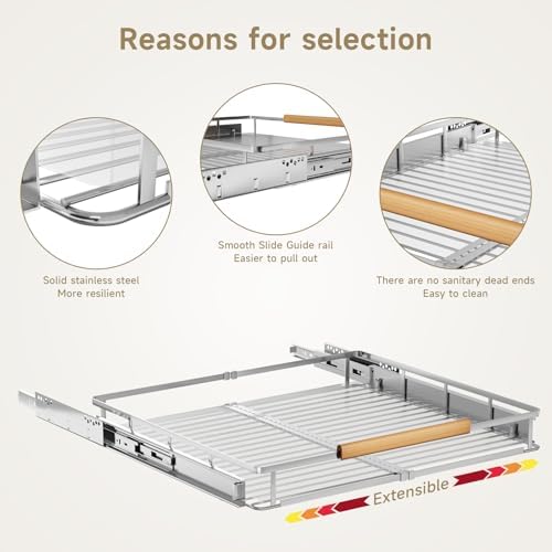 17.1~28"x22.5" Pull Out Cabinet Organizer，1Pack Expandable Sliding Cabinet Shelves，Side Mounting