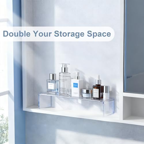2 Pack Acrylic Medicine Cabinet Organizer Clear Shelves 2 Sizes