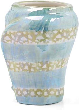 Ocean Conch Sea Shell Ceramic Bathroom Accessories Set of 4,1 Gargle Cups 1 Toothbrush Holders 1 Soap Dishes 1 Soap Dispenser (Green)
