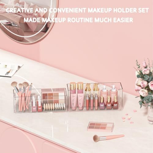 Stackable Storage Drawers Bathroom Drawer Organizer Clear Plastic Storage Bins Medicine Cabinet Organizer Makeup Organizers w Removable Divider Home Workspace Office Desktop Vanity Gift Idea 1Pack