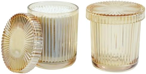 2 Pack Glass Container Qtip Holder with Lid,Mouthwash Cup,Cosmetic Storage