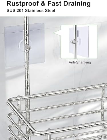 SMARTAKE Hanging Shower Head Caddy, Shower Shelf Organizer, Silver