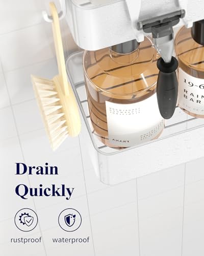 Kitsure Shower Caddy Adhesive, Stylish Shower Organizer, Large, White
