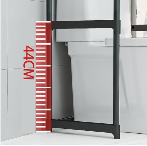 Over The Toilet Storage Rack, 3 Tier Bathroom Organizer Shelf with Toilet Paper Holder, Freestanding Space Saver Toilet Stands, Multifunctional Above Toilet Shelf for Bathroom Black