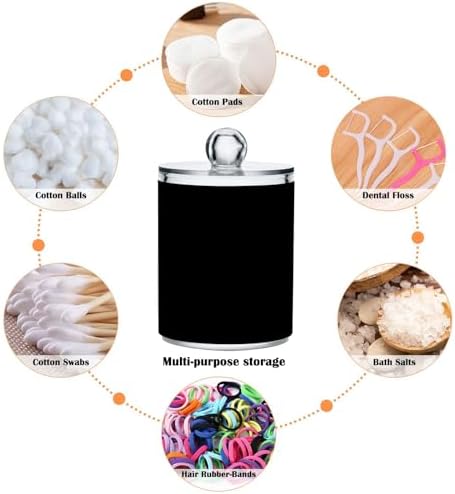 Gredecor 4 Pack Black Qtip Holder Organizer Dispenser Clear Bathroom Storage Canister Cotton Ball Holder Bathroom Containers for Cotton Swabs/Pads/Floss