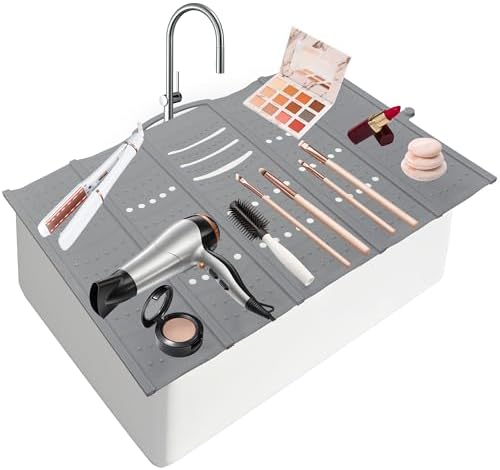Mofason Large Bathroom Sink Top Cover for Counter Space - Makeup Mat Grey