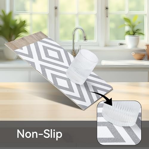 FIFTY FEET 18"x96" Non-Adhesive Shelf Liner for Kitchen Cabinets and Drawers, Washable Non-Slip PVC Cabinet Liner (Gray Plaid)(1 Roll)