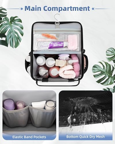 Marscamd Hanging Shower Caddy Organizer Bag with Quick Dry Mesh, Black
