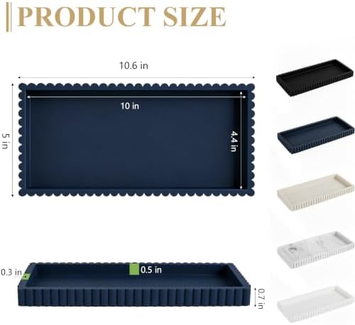 Silicone Bathroom Tray Vanity Tray Kitchen Counter Decor, Medium, Dark Blue