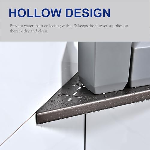 Corner Shower Shelf, 2-Pack Shower Shelves SUS304 Stainless Steel Bathroom Shelves for Tile Walls, Recessed Corner Shelf Organizer Rack, No Drilling (Bronze, 10"-2 Pack)