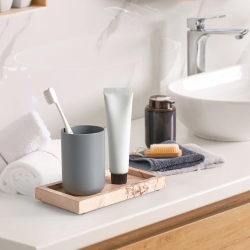 Natural Small Marble Vanity Tray, Stone Organizer for Bathroom & Kitchen