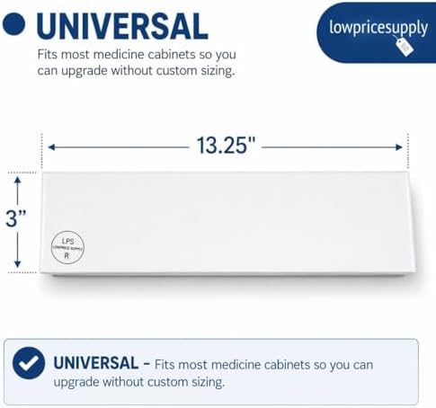Replacement Medicine Cabinet White Metal Shelf, Bathroom Shelf Insert Universal Cabinet Shelf Vanity Cabinet Shelf OrganizerBahtroom Shelf Replacement 13.25" x 3"