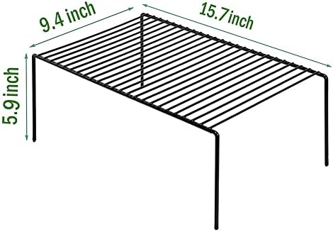 Redrubbit 6 Pack Large (15.7 x 9.4 Inch) Cabinet Storage Shelf Rack, Rustproof Kitchen Counter and Cabinet Shelf, Storage Rack Organizer for Kitchen, Fridge, Bathroom, Black