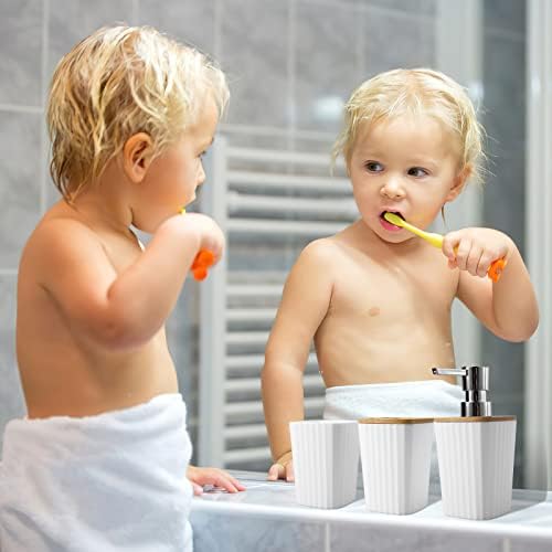 XLHOMO Bathroom Accessory Set, 9-Piece White Bathroom Set with Trash Can
