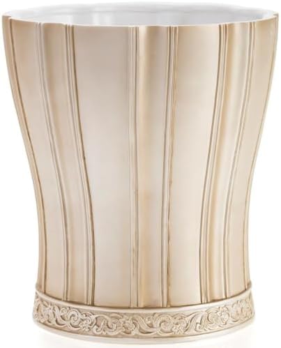Creative Scents Victoria Beige Bathroom Trash Can Wastebasket 1.3 Gal / 5L