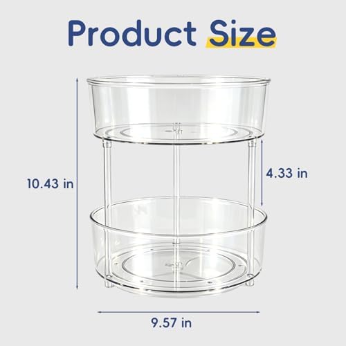 2 Tier Medicine Bottle Organizer, Lazy Susan Organizer for Prescription and Vitamin Bottles, Medicine Cabinet Organizer for Countertop and Bathroom, Transparent Organizer for Empty Pill Bottles