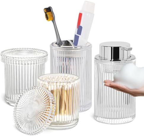 4pcs Clear Glass Bathroom Accessories Set
