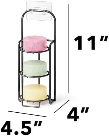 SpaceAid 3 Tier Shampoo Bar Holder for Shower, Self Draining Soap Bar Holders Caddy for Bathroom Wall and Kitchen Sink, Shampoo Bar Dish Rack, Stainless Steel Bar Soap Holder (Black)