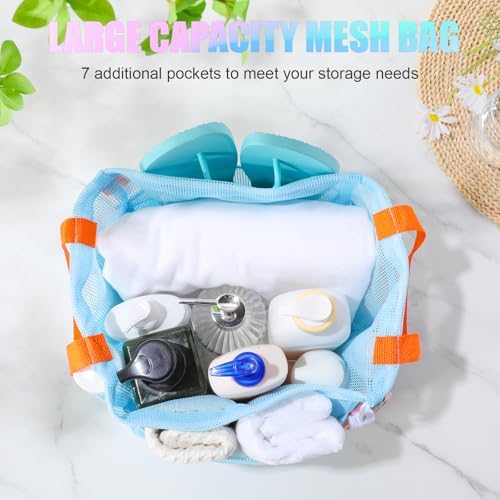 Talltalk Mesh Shower Caddy with Drawstring Basket, Macarons Color, 3 Pcs
