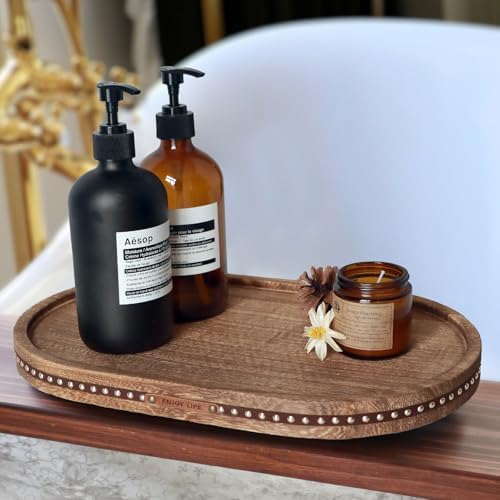 Oval Wooden Decorative Tray Coffee Table Tray Home Decor 15" Rustic