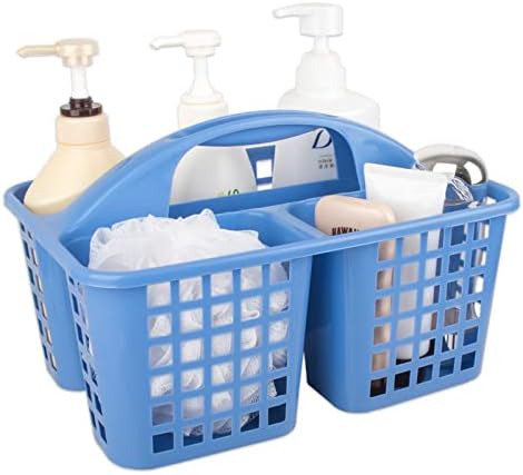 Portable Shower Caddy Basket Plastic Storage Basket with Compartments Blue