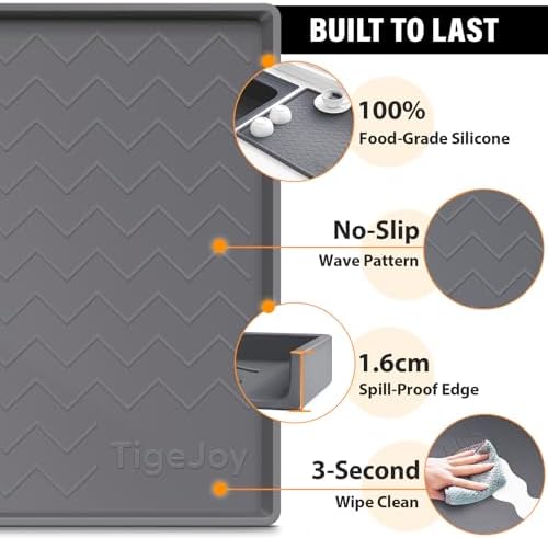TigeJoy Under Sink Mats for Kitchen Waterproof 22" x 19", Cabinet Liner