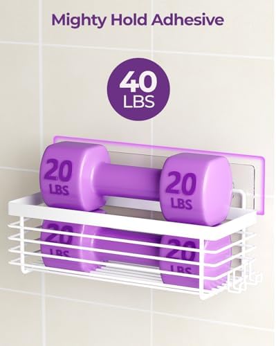 Shower Shelves Adhesive 3 Pack Stainless Steel Storage Organizers-White